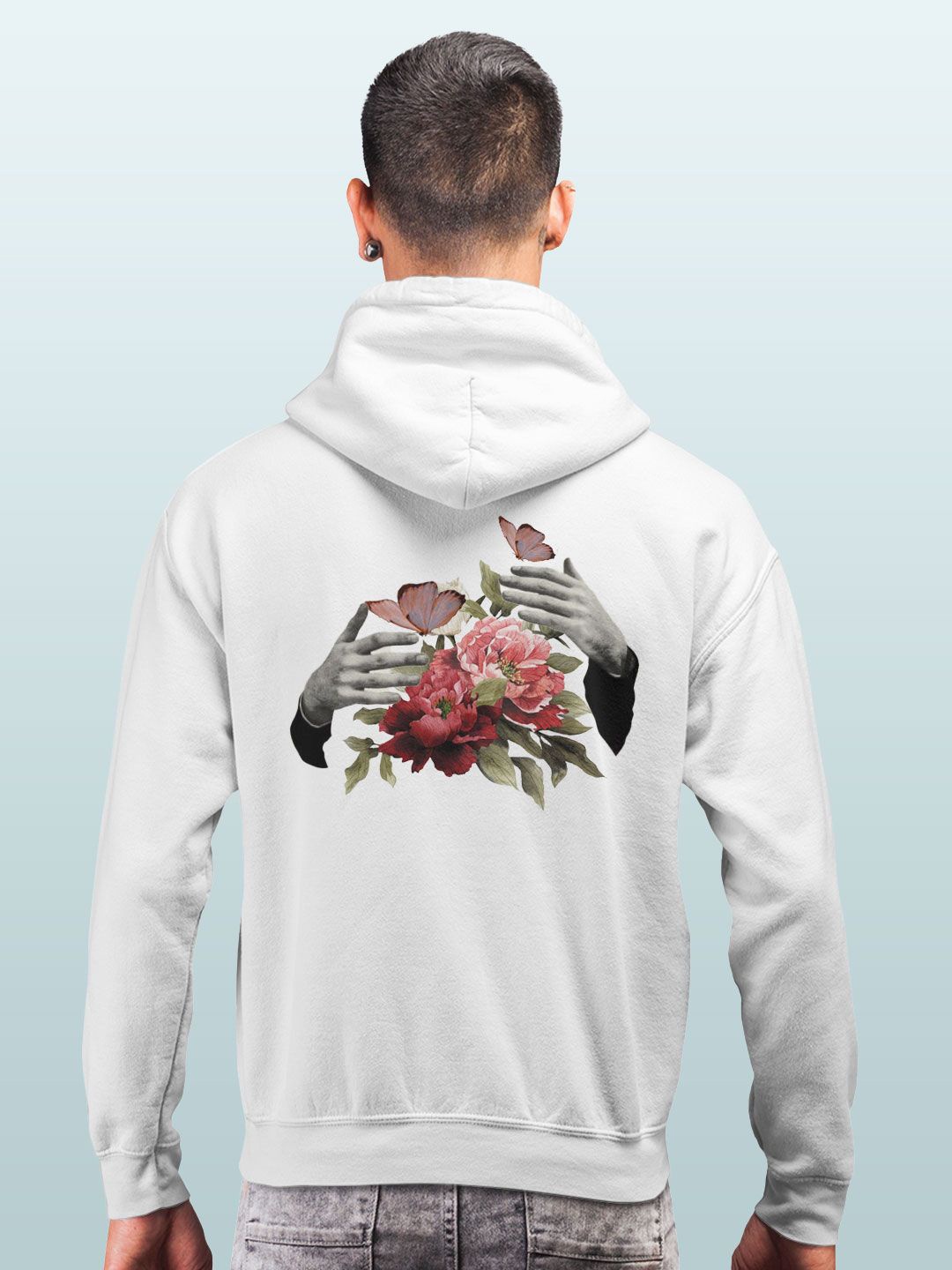 

macmerise Men Printed Hooded Sweatshirt, White