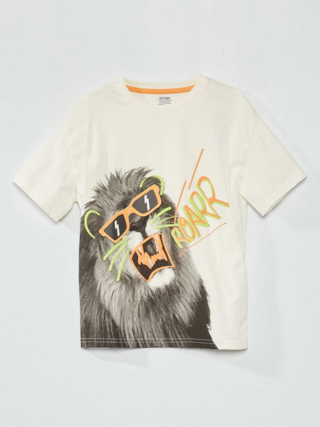 

KIABI Boys Graphic Printed Pure Cotton T-shirt, Beige