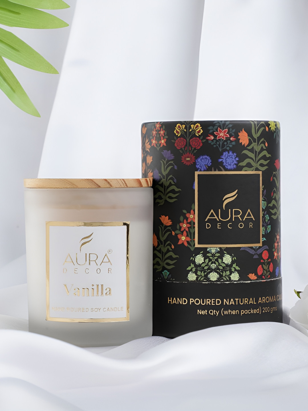 

AuraDecor White & Beige Vanilla Scented Jar Candle