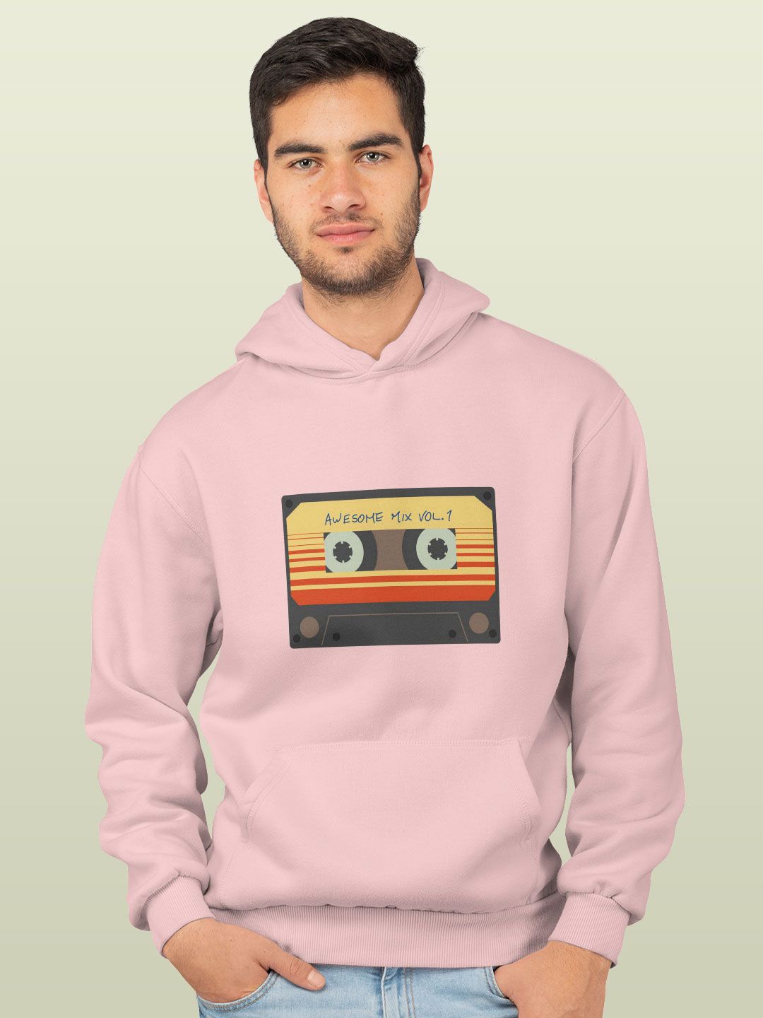 

macmerise Men Printed Hooded Sweatshirt, Pink