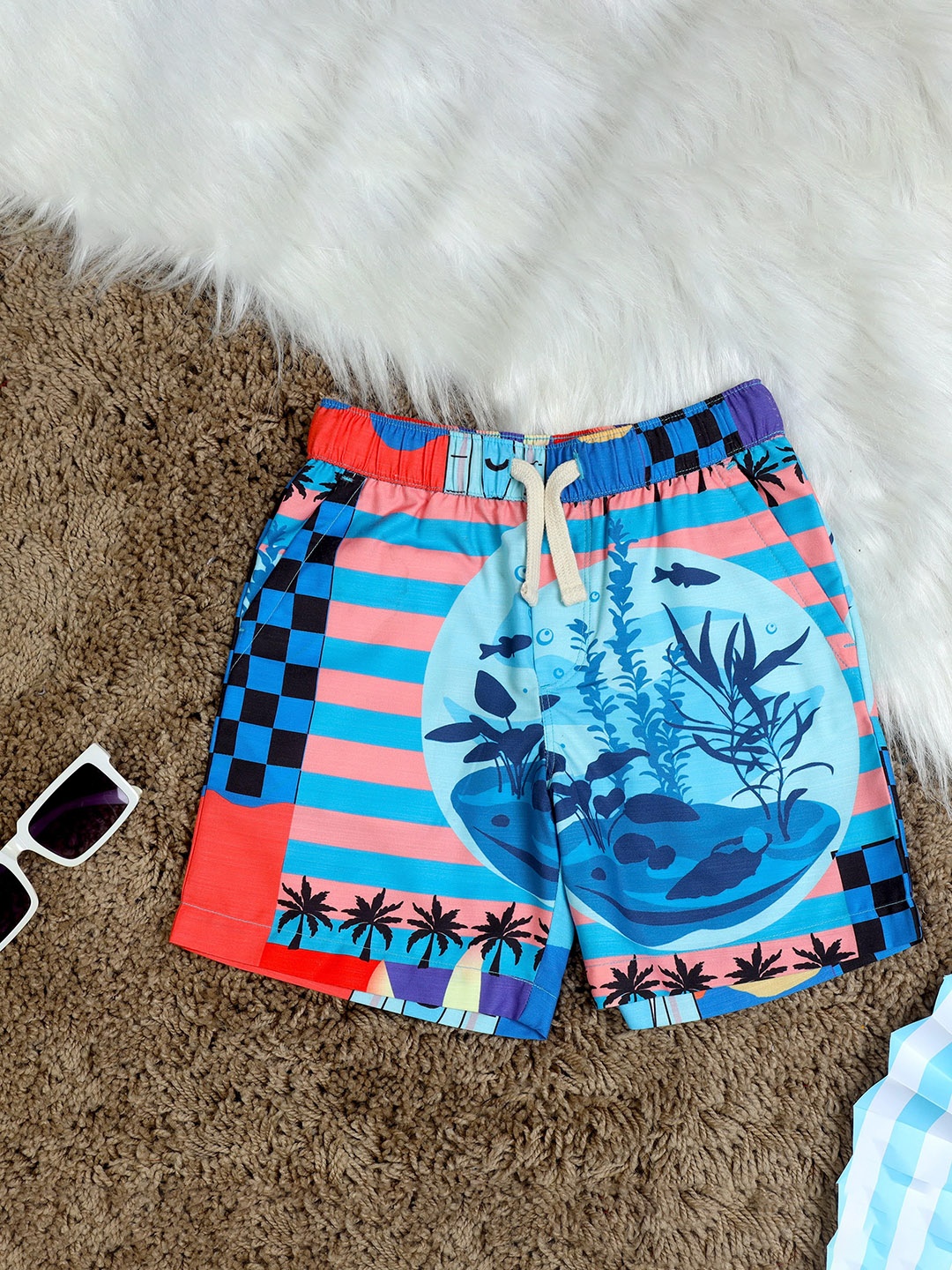 

The Lion and The Fish Boys Printed Regular Fit Shorts, Blue