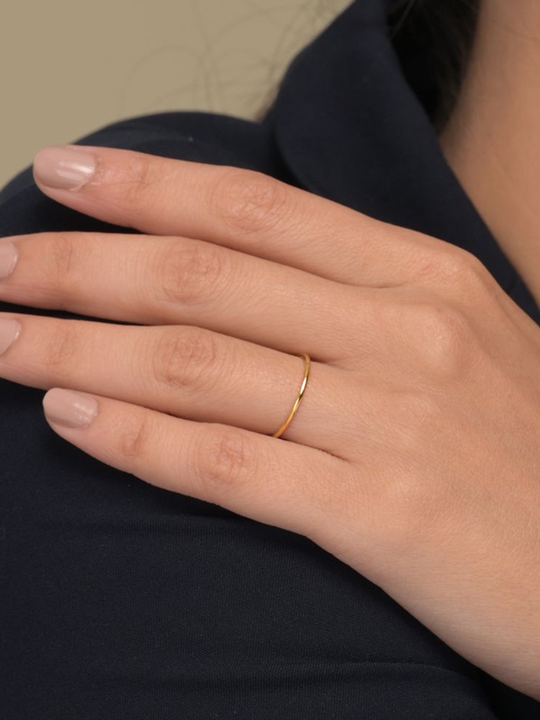 

PALMONAS Gold-Plated Stainless Steel Smooth Thin Stacking Finger Ring