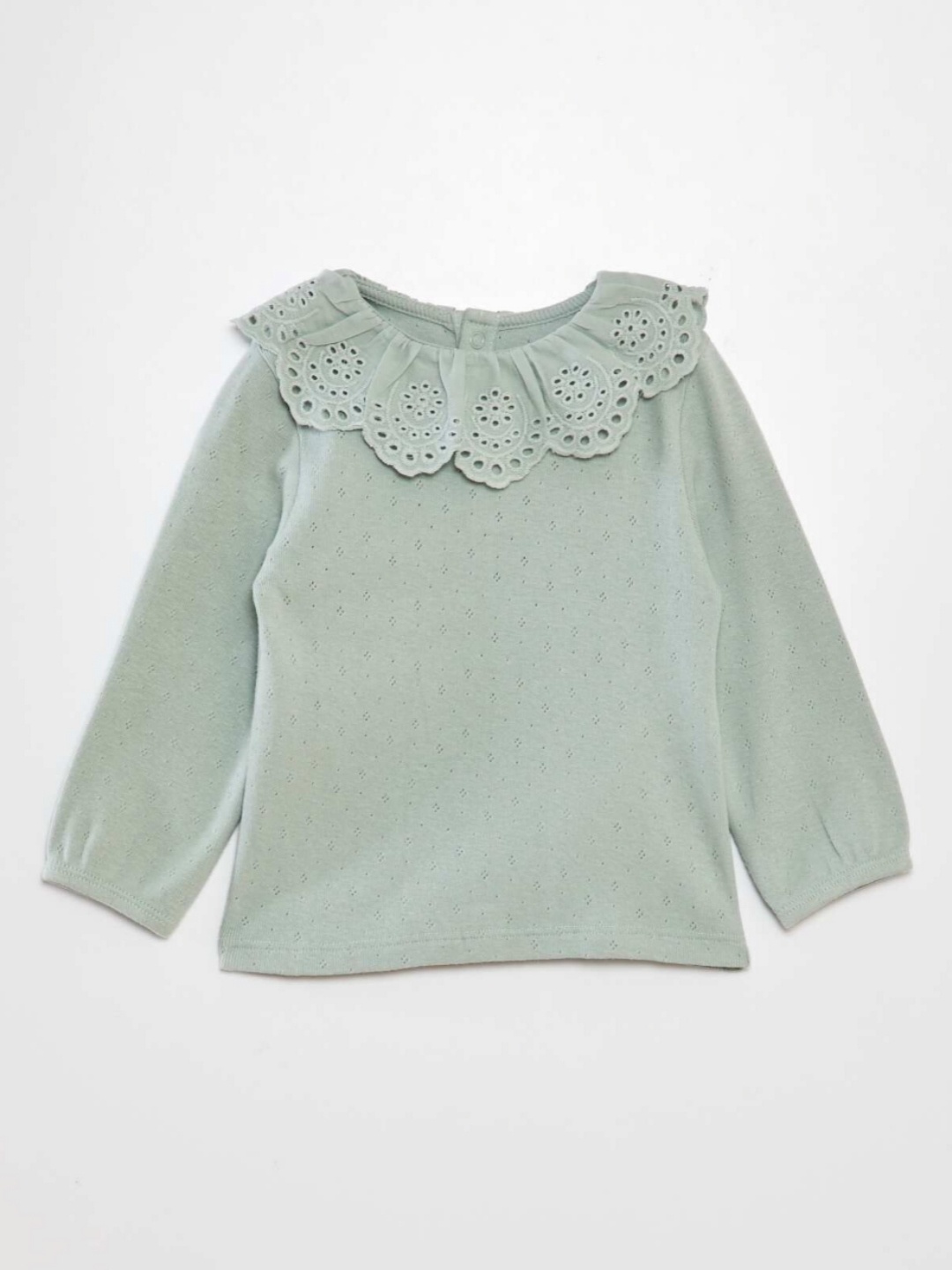 

KIABI Girls Self Design Pure Cotton T-shirt, Green
