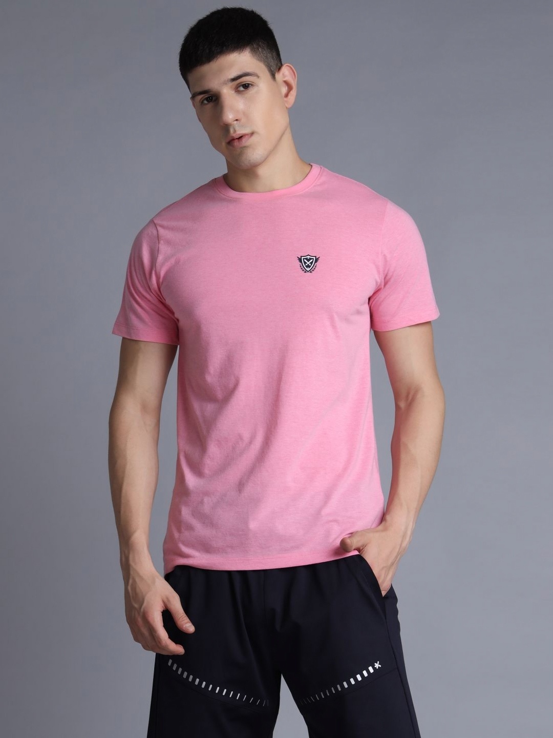

HRX by Hrithik Roshan Men Solid Round Neck Cotton T-shirt, Pink