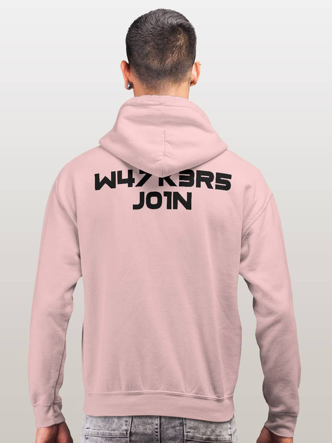 

macmerise Men Printed Hooded Sweatshirt, Pink