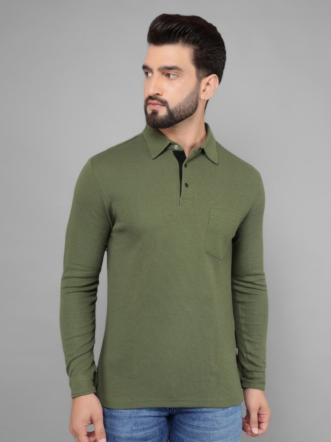 

Canary London Men Polo Collar Pockets Slim Fit T-shirt, Olive