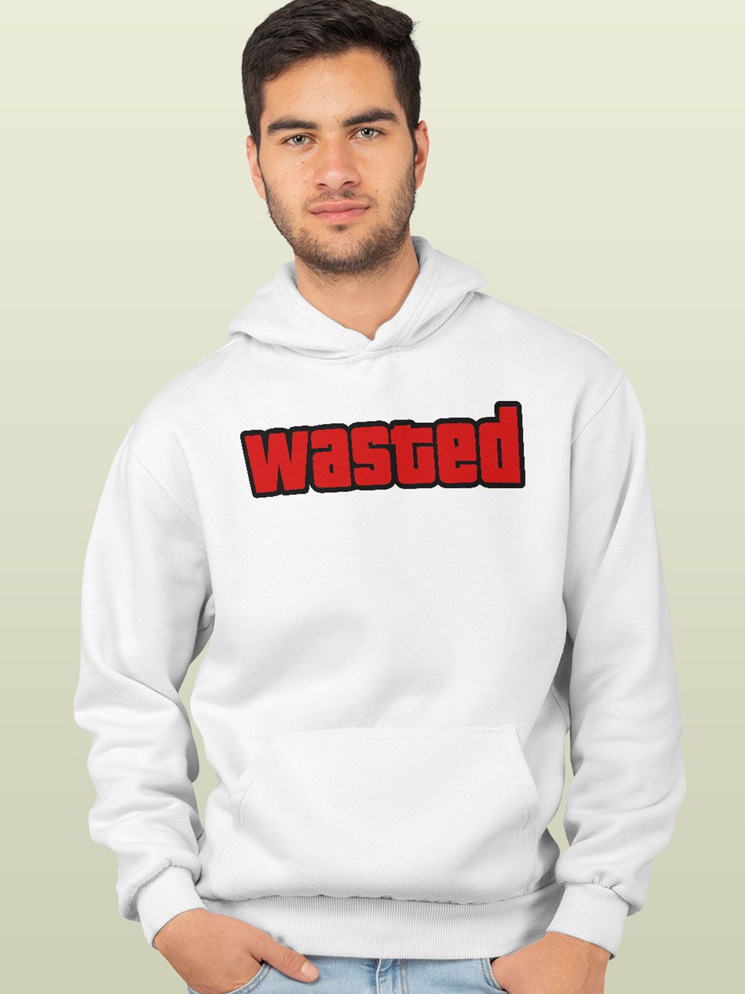 

macmerise Men Printed Hooded Sweatshirt, White