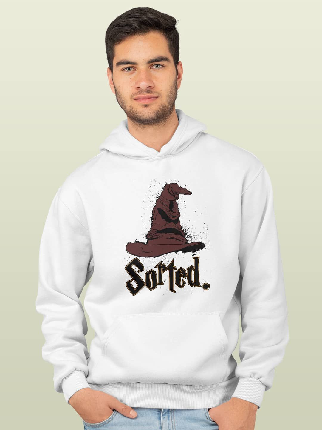 

macmerise Men Printed Hooded Sweatshirt, White