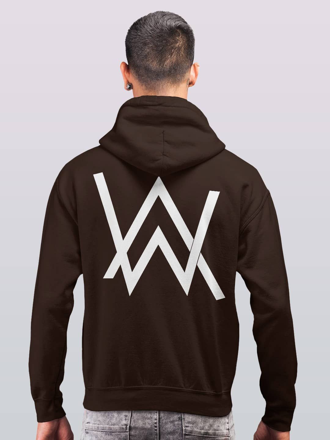 

macmerise Men Printed Hooded Sweatshirt, Brown