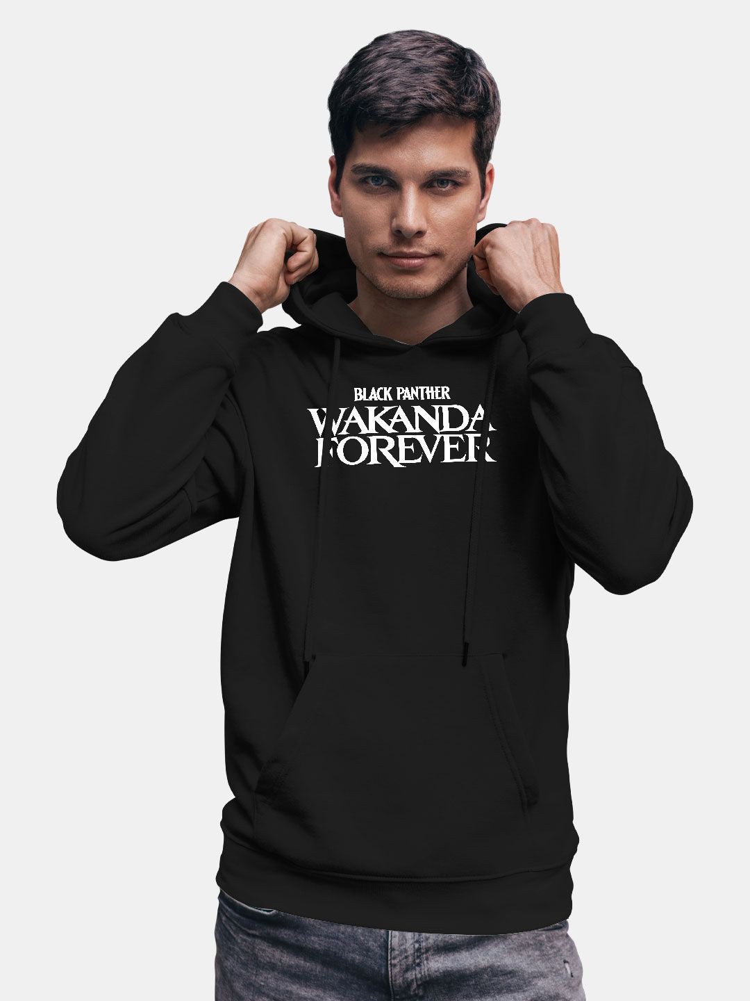 

macmerise Men Printed Hooded Sweatshirt, Black