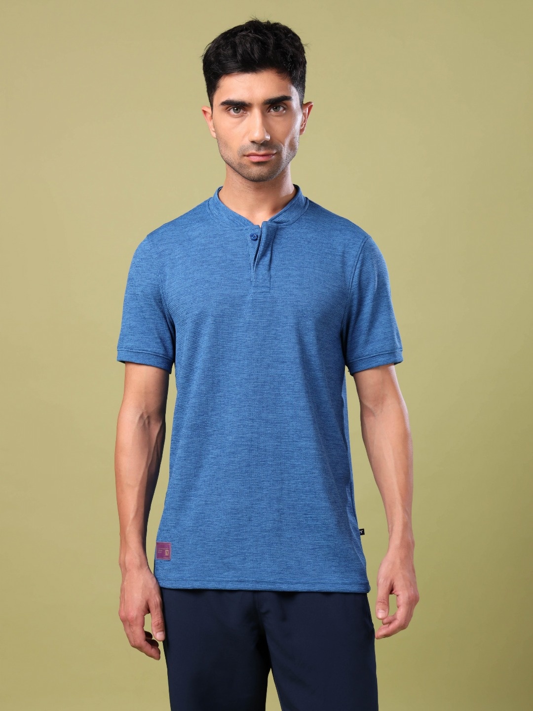 

Technosport Self Design Henley Neck UPF50 Slim Fit Sports T-shirt, Blue