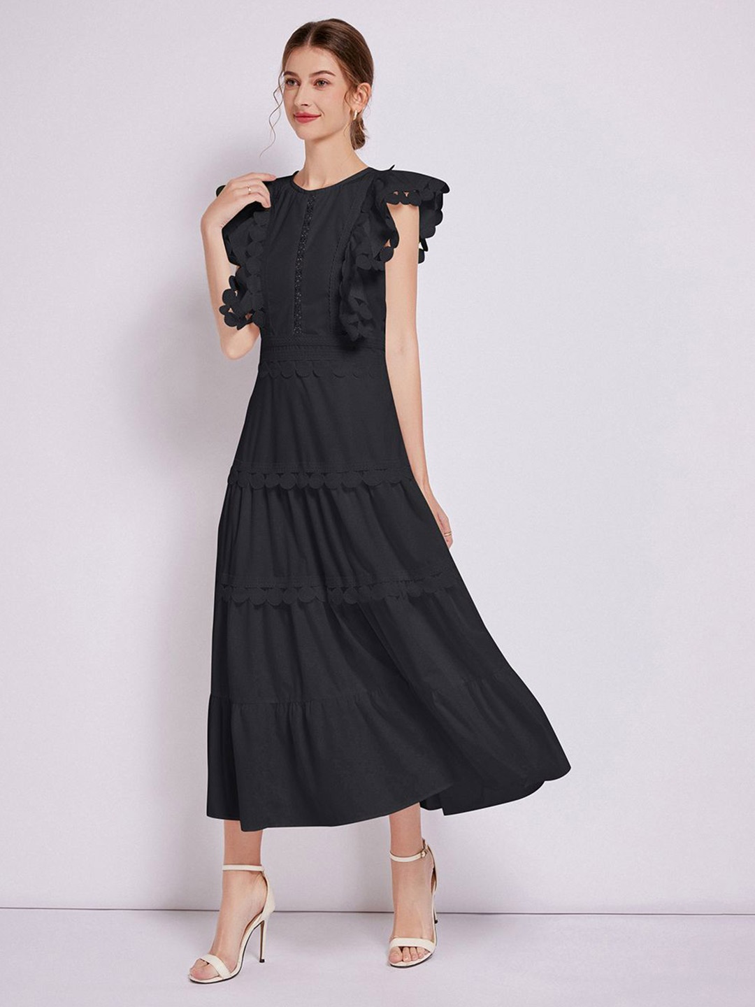 

JC Collection Women Flutter Sleeve Maxi Dress, Black