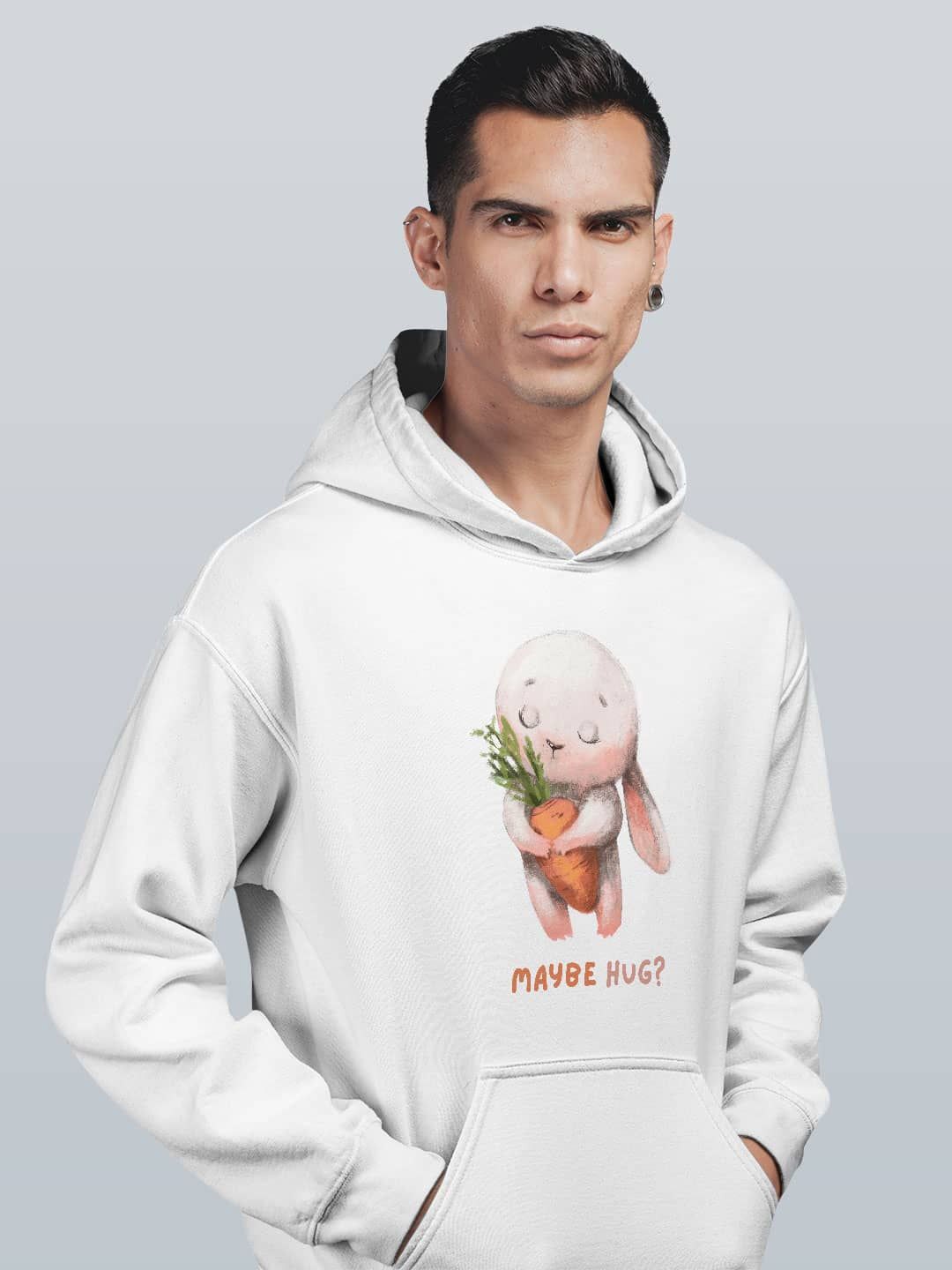 

macmerise Men Printed Hooded Sweatshirt, White