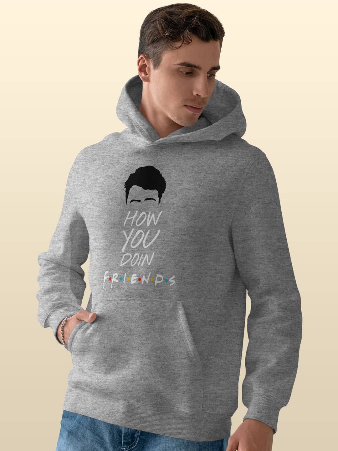 

macmerise Men Printed Hooded Sweatshirt, Grey