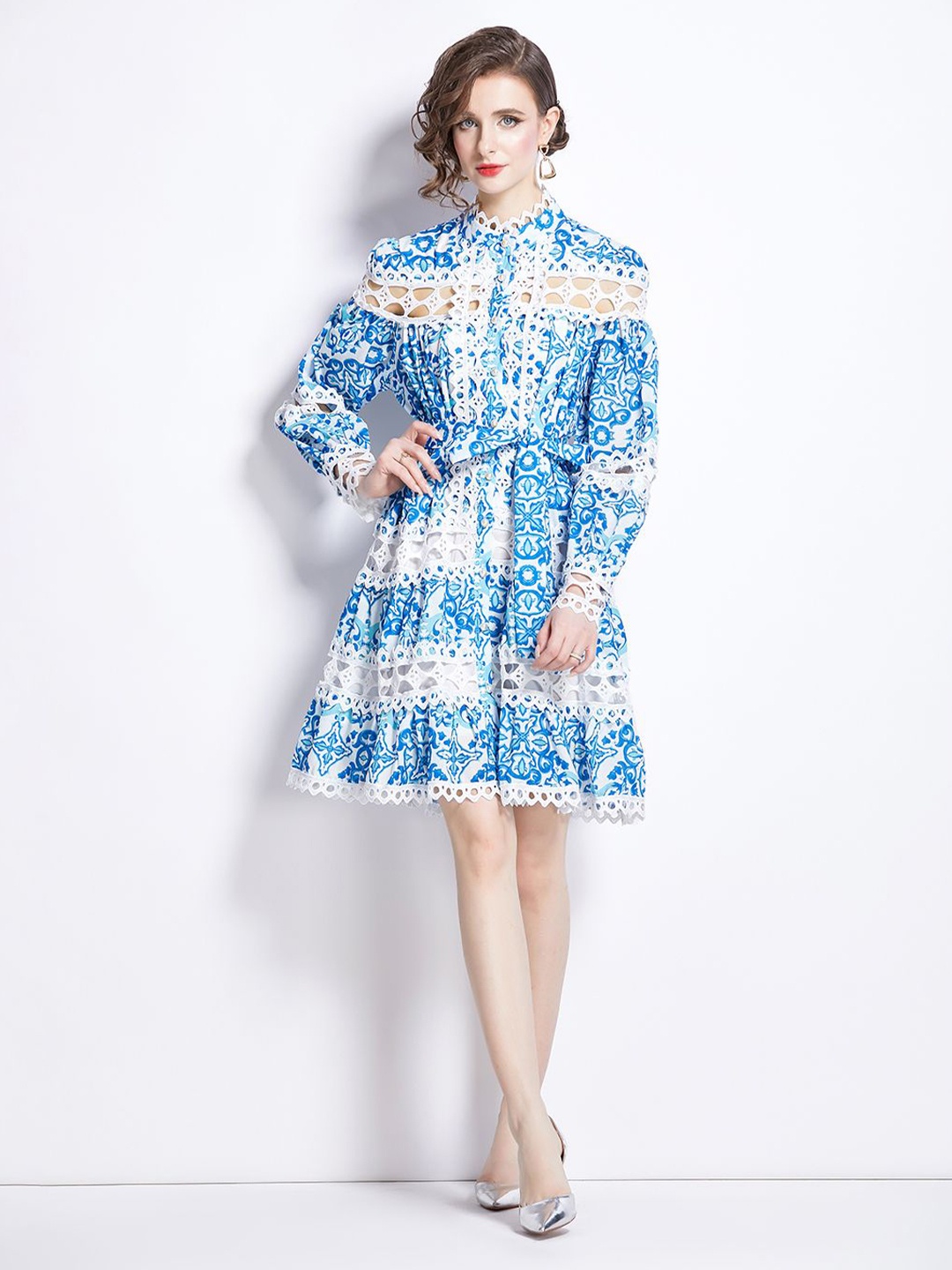 

JC Collection Lace Fit & Flare Dress, Blue