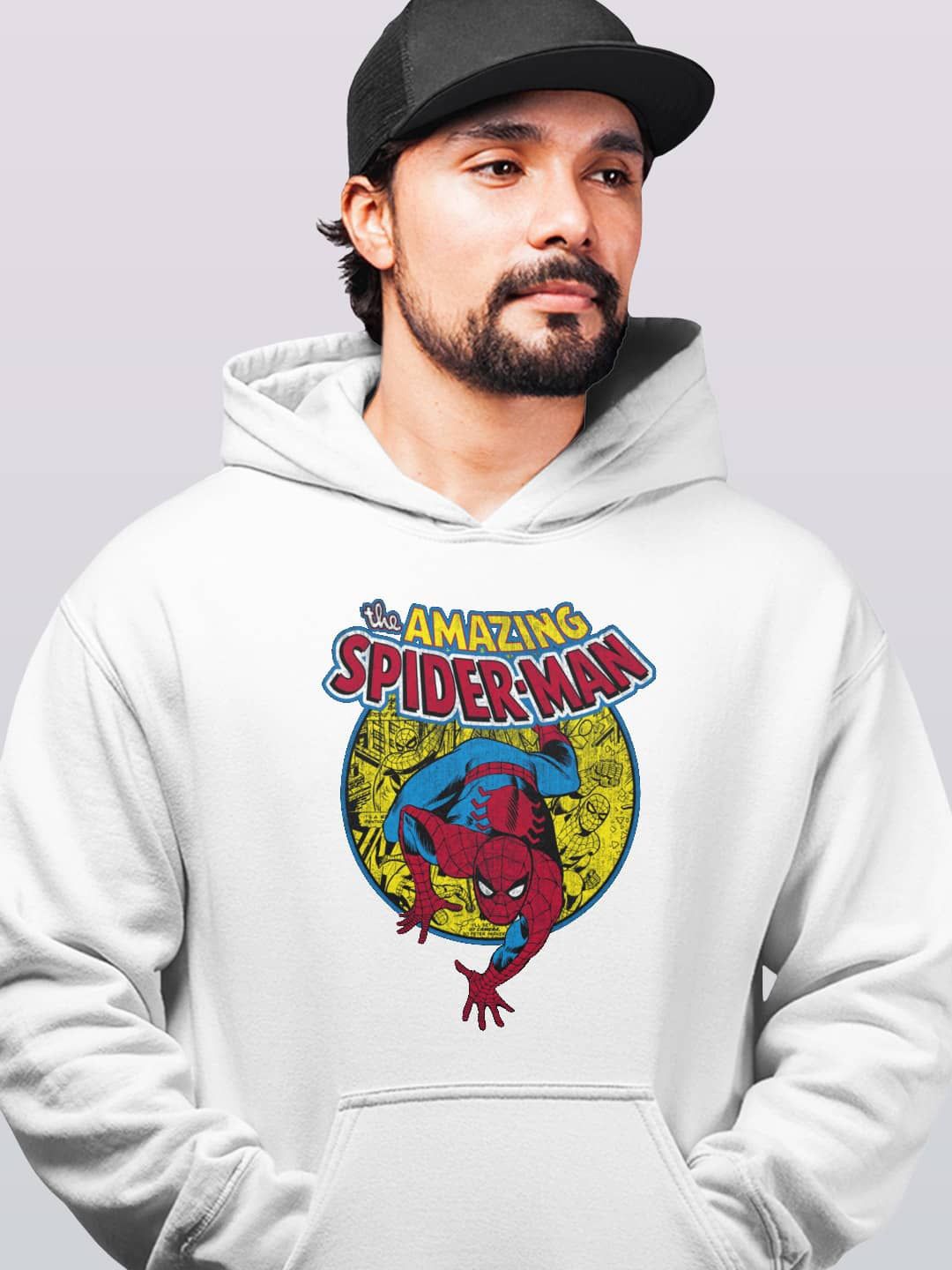 

macmerise Men Printed Hooded Sweatshirt, White