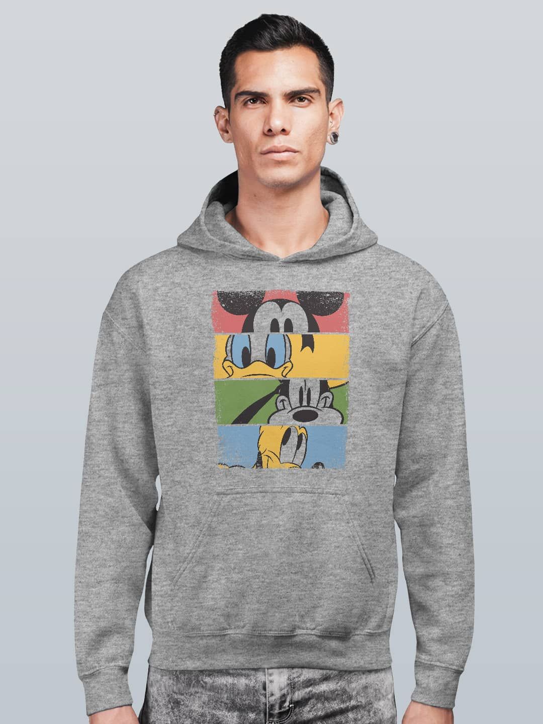 

macmerise Men Printed Hooded Sweatshirt, Grey