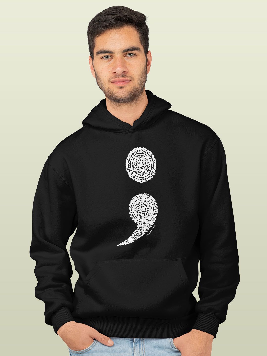 

macmerise Men Printed Hooded Sweatshirt, Black