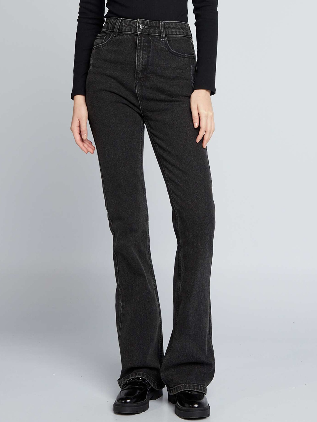 

KIABI Women High-Rise Jeans, Black