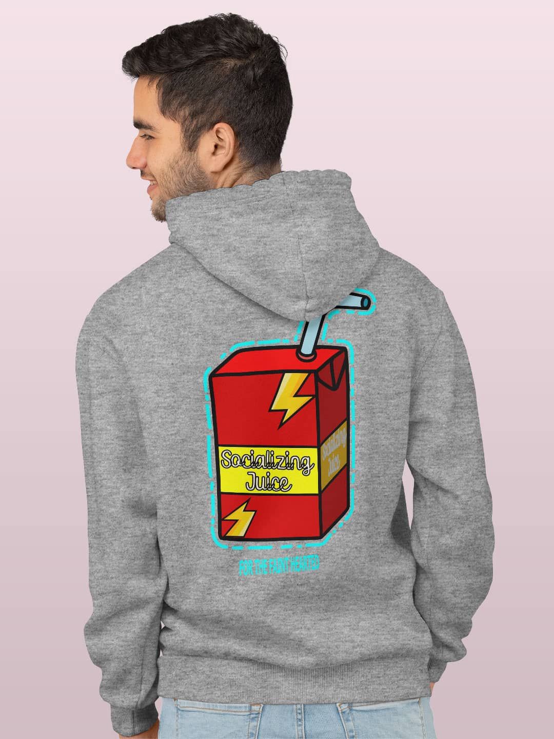 

macmerise Men Printed Hooded Sweatshirt, Grey