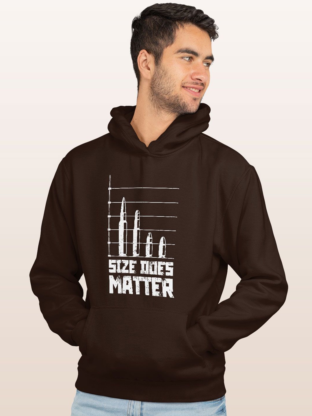 

macmerise Men Printed Hooded Sweatshirt, Brown