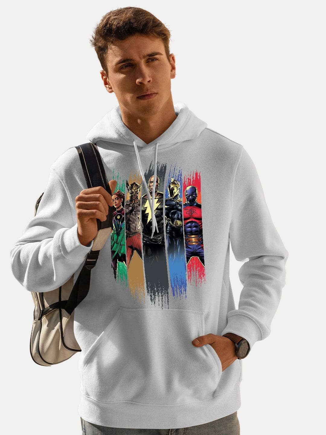 

macmerise Men Printed Hooded Sweatshirt, White