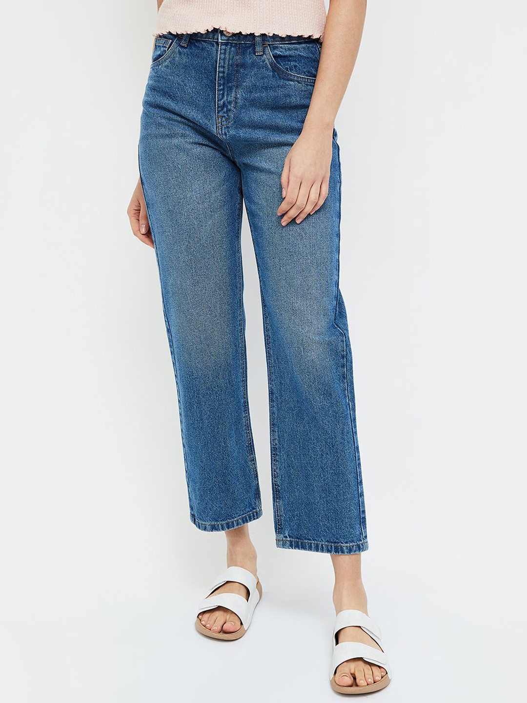 

Ginger by Lifestyle Women Straight Fit Heavy Fade Jeans, Blue