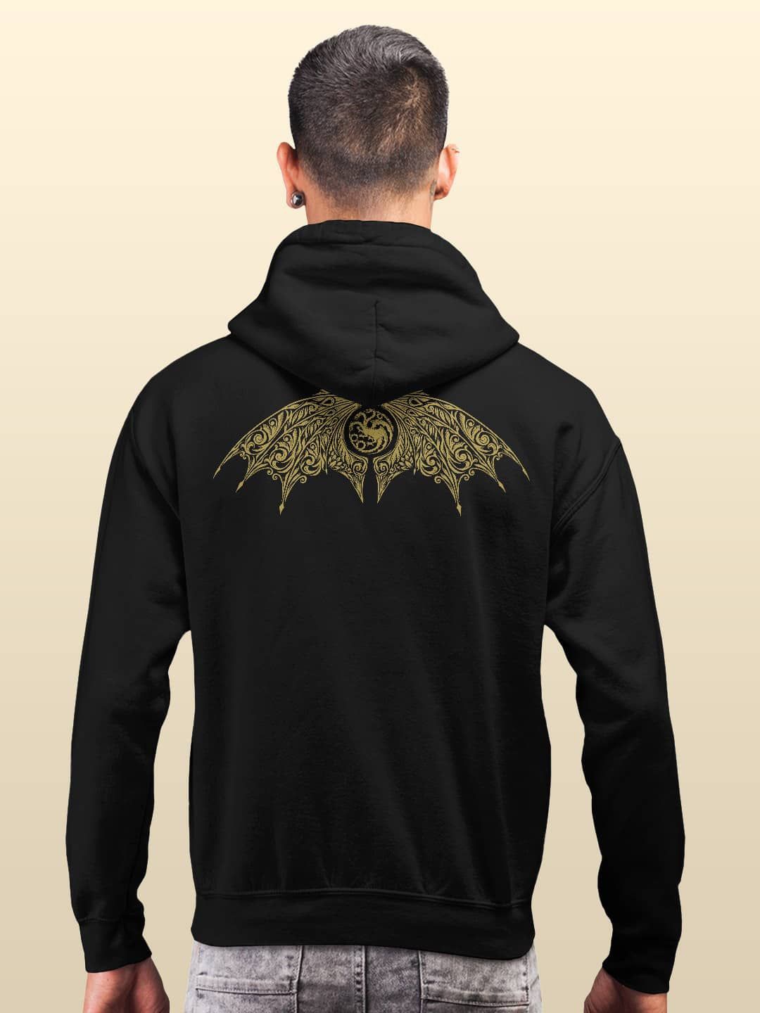 

macmerise Men Printed Hooded Sweatshirt, Black