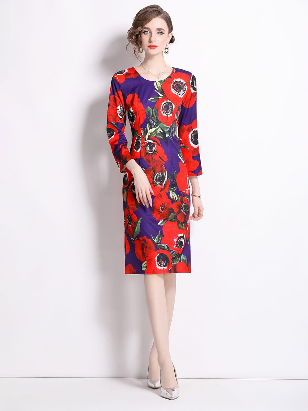 

JC Collection Floral Print Sheath Dress, Red