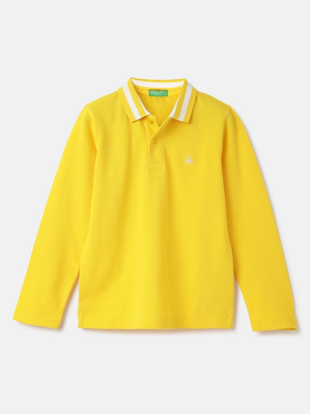 

United Colors of Benetton Boys Polo Collar Pure Cotton Applique T-shirt, Yellow
