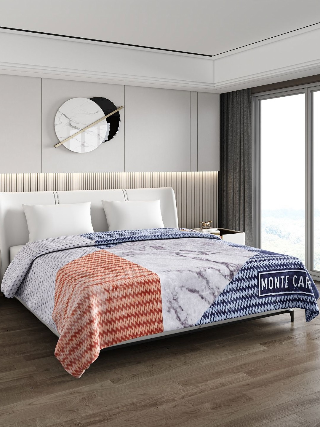 

Monte Carlo Grey & Brown Geometric Printed 800 GSM Heavy Winter Double Bed Blanket