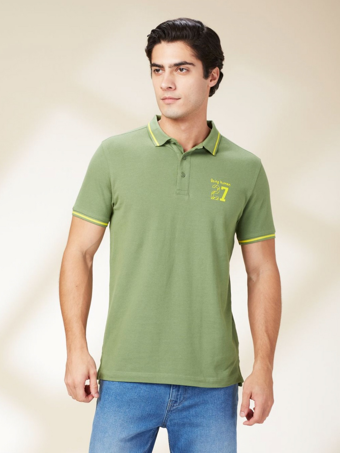 

Being Human Men Polo Collar T-shirt, Green