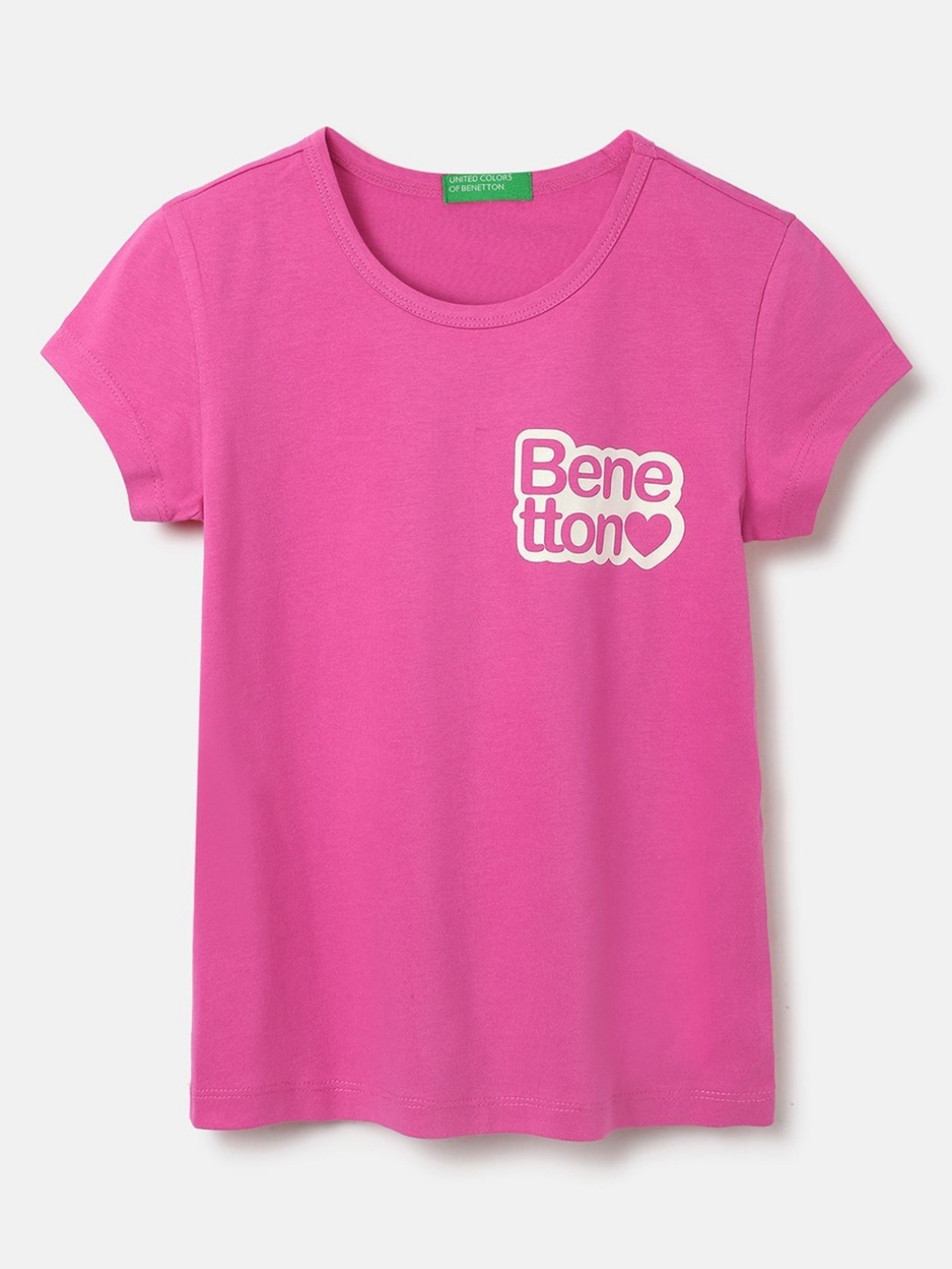 

United Colors of Benetton Girls Pure Cotton Pockets T-shirt, Pink