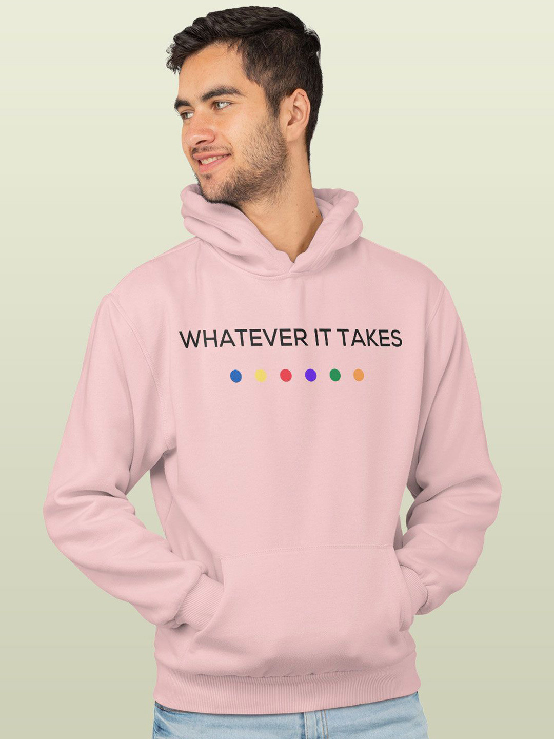

macmerise Men Printed Hooded Sweatshirt, Pink