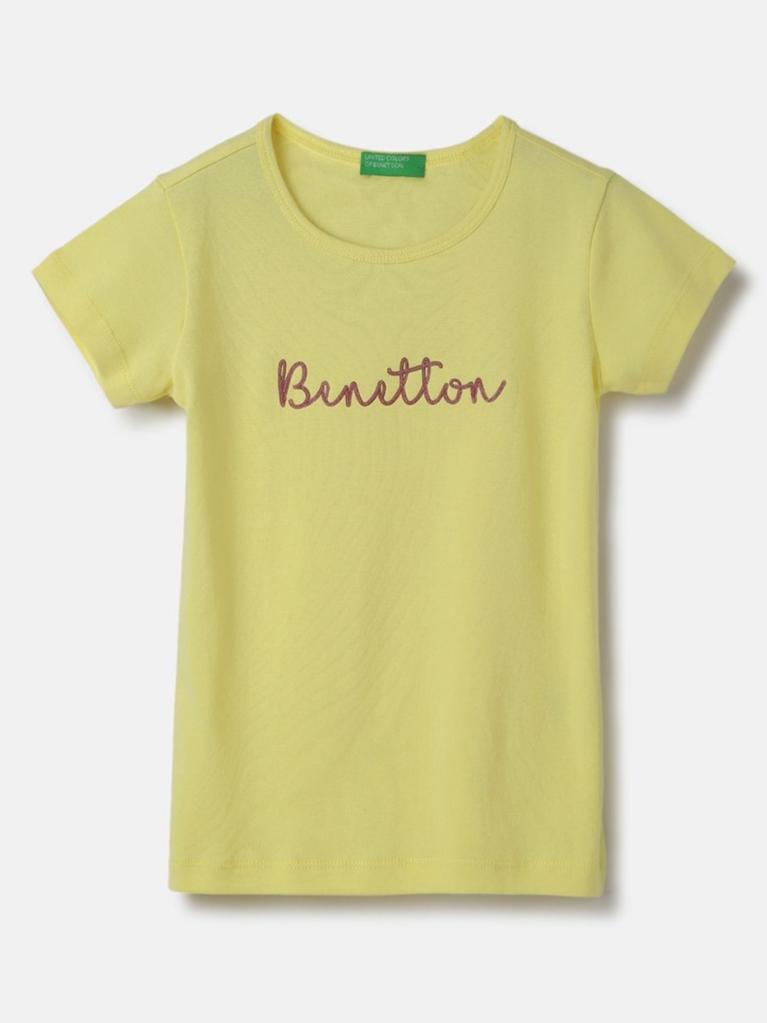 

United Colors of Benetton Girls Graphic Printed Pure Cotton T-shirt, Beige
