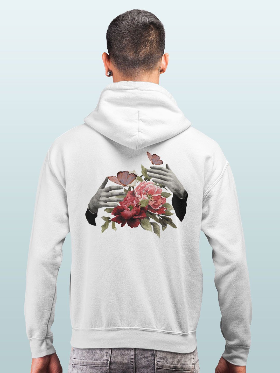 

macmerise Men Printed Hooded Sweatshirt, White