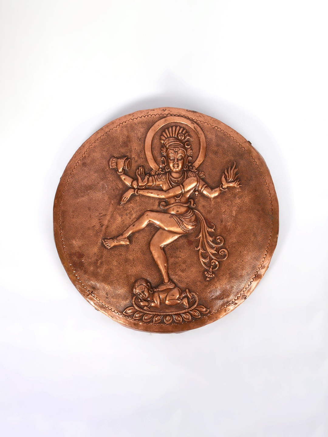 

Exotic India 10" Copper & Wood Nataraja (Dancing Lord Shiva) Wall Hanging