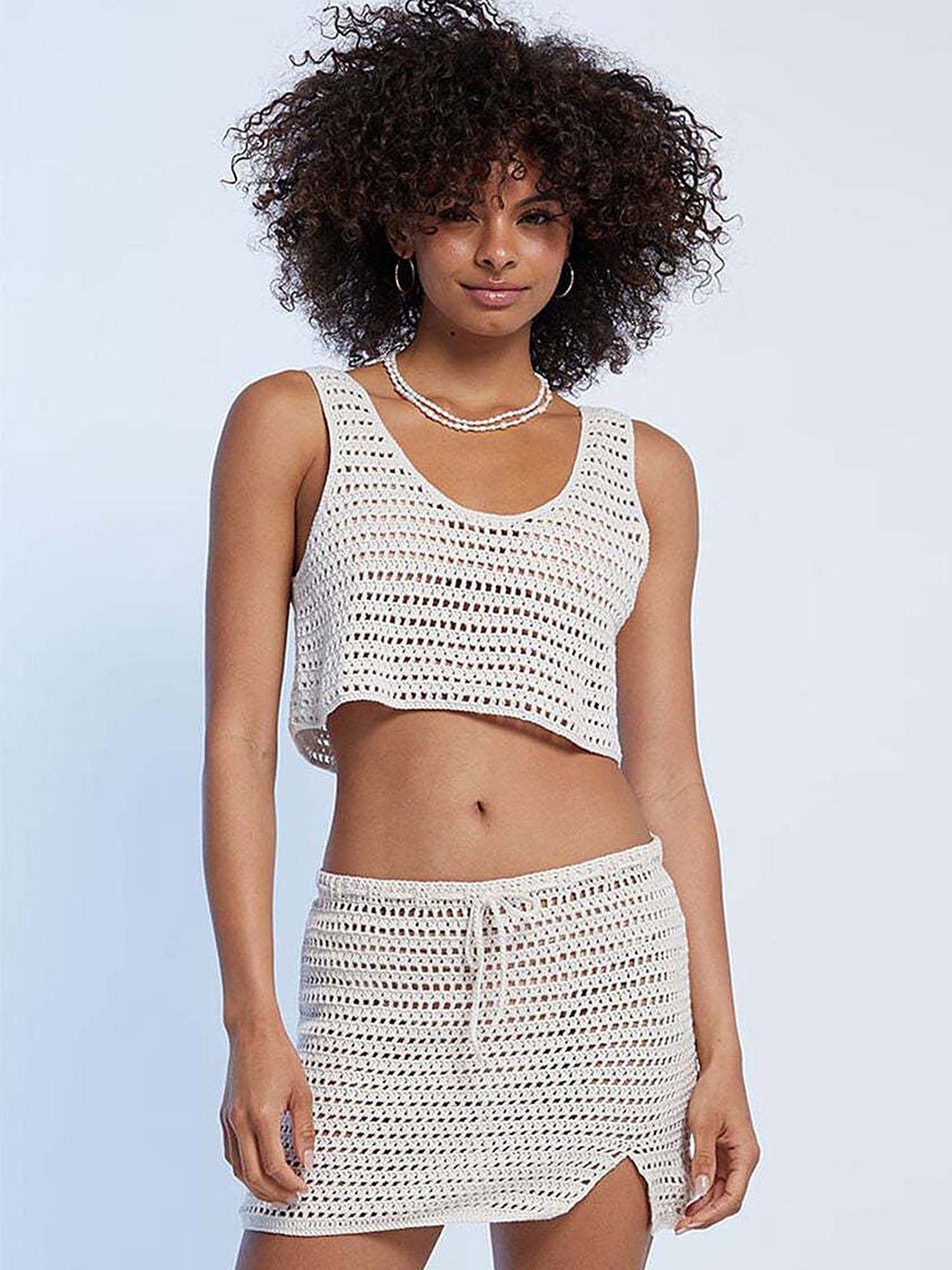

LULU & SKY Crochet Crop Top With Skirt, White