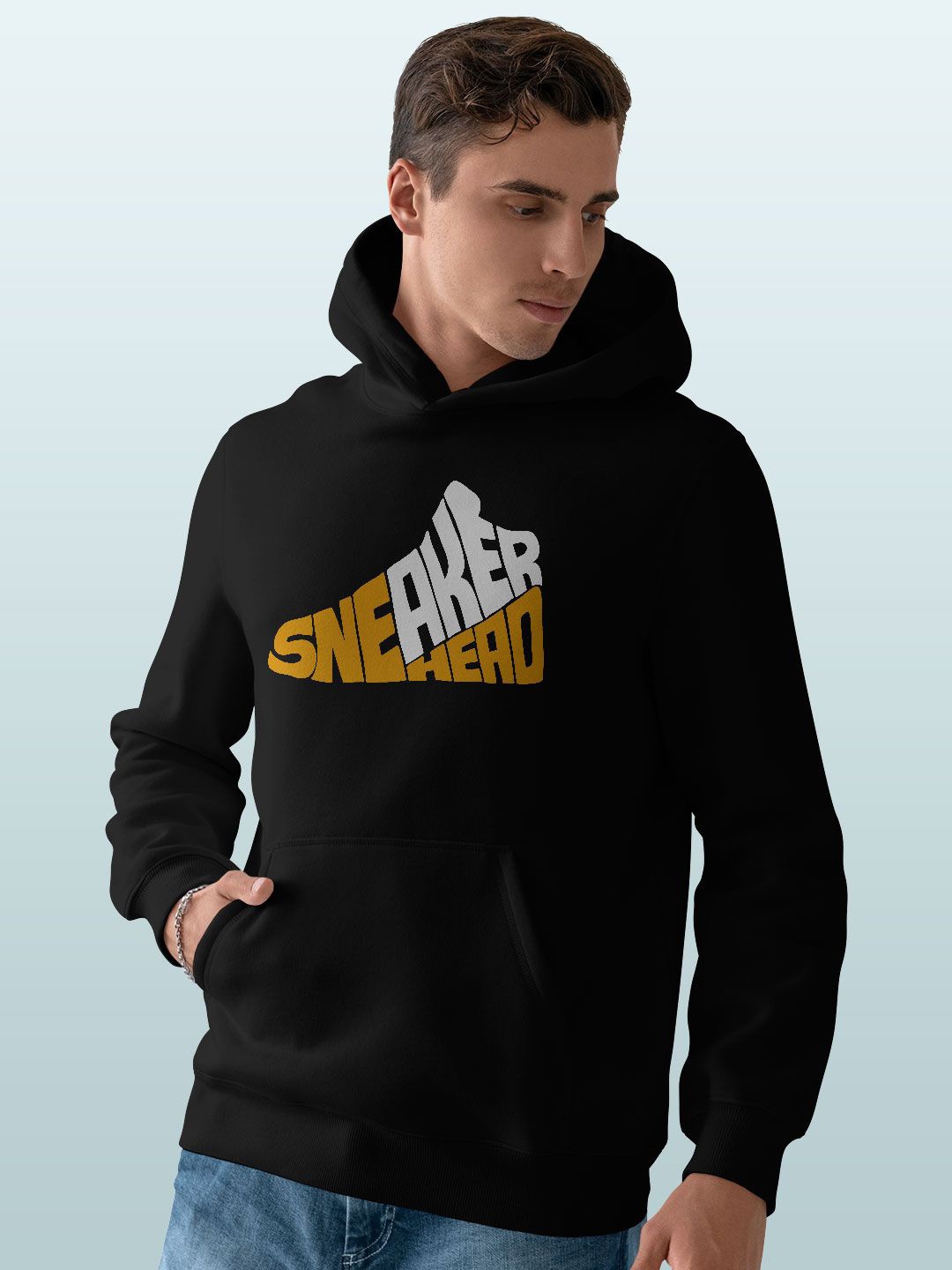 

macmerise Men Printed Hooded Sweatshirt, Black