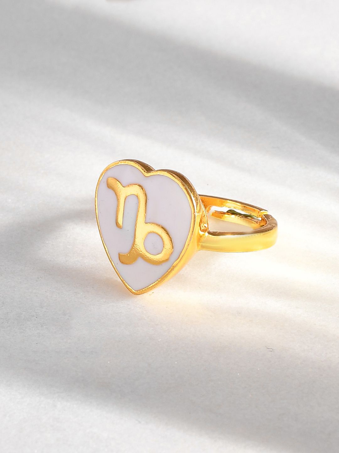 

Voylla Gold-Plated Zodiac Capricorn Enamel Finger Ring