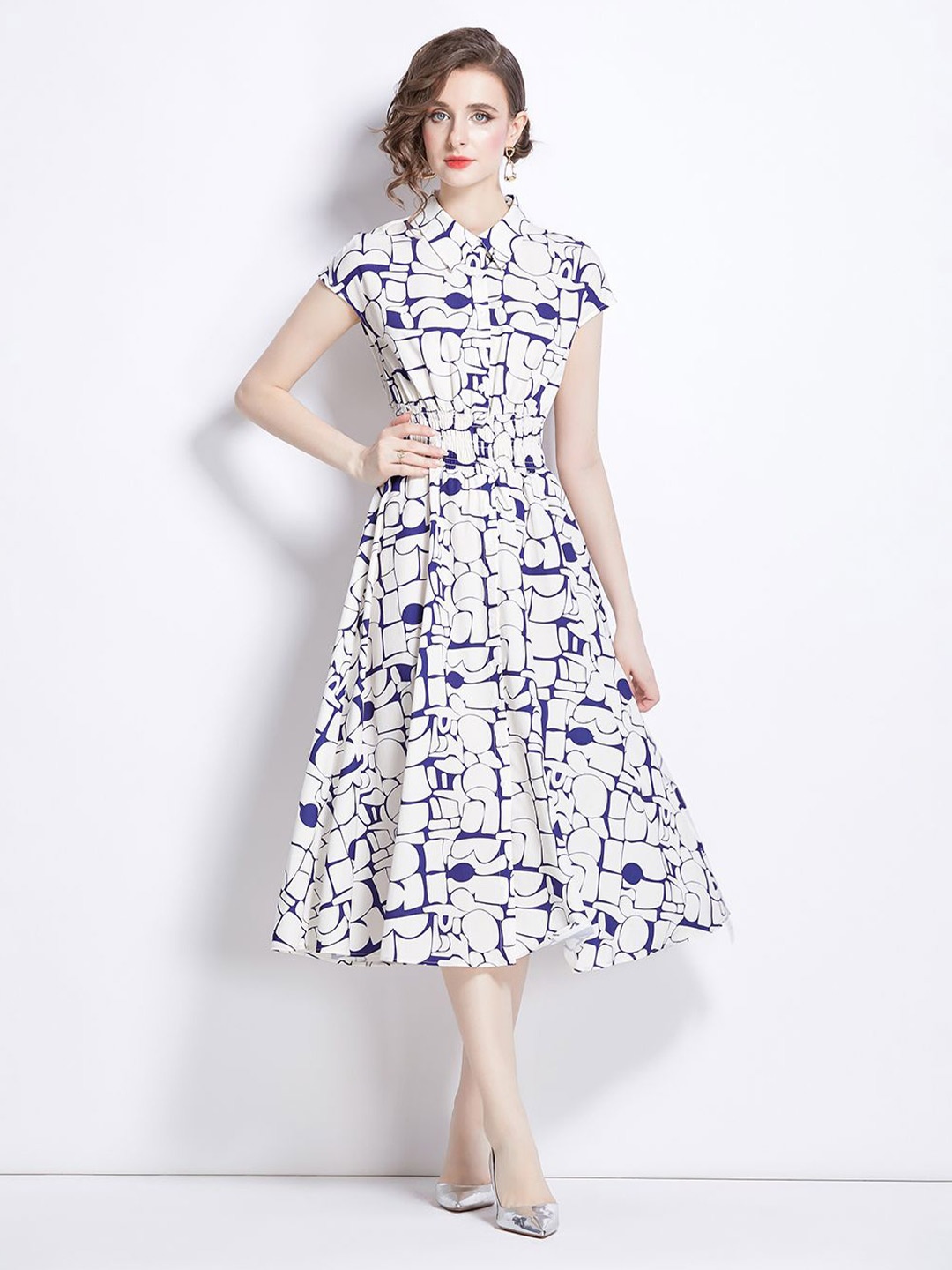 

JC Collection Floral Printed Fit & Flare Midi Dress, Blue