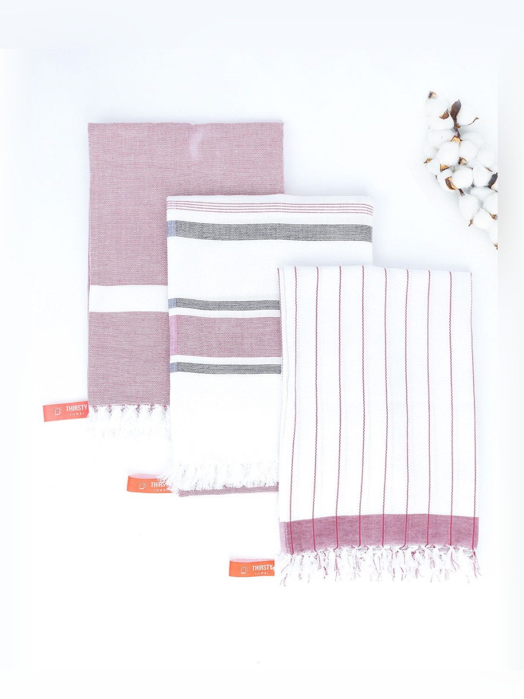 

Doctor Towels Mauve & White 3 Pcs Striped Pure Cotton 210 GSM Bath Towel