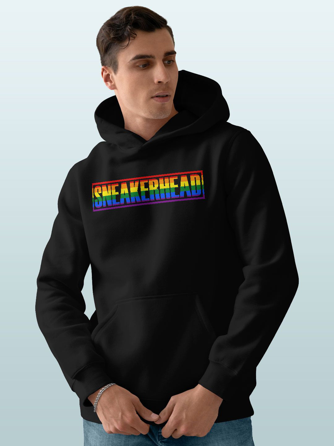 

macmerise Men Printed Hooded Sweatshirt, Black