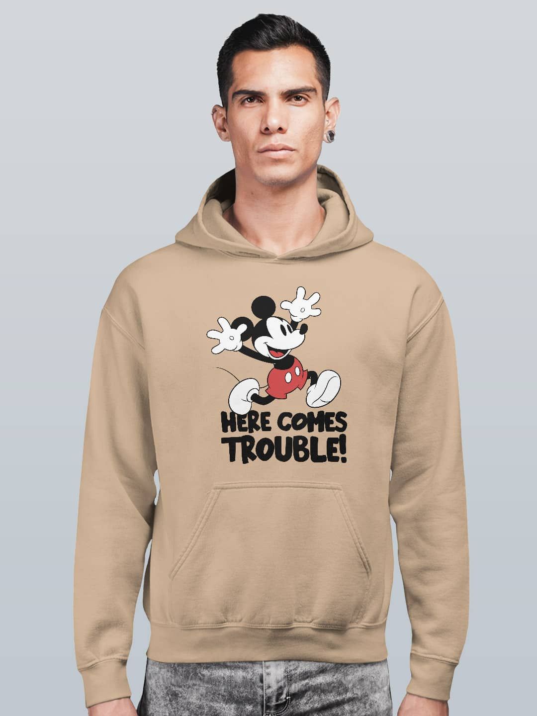 

macmerise Men Printed Hooded Sweatshirt, Beige