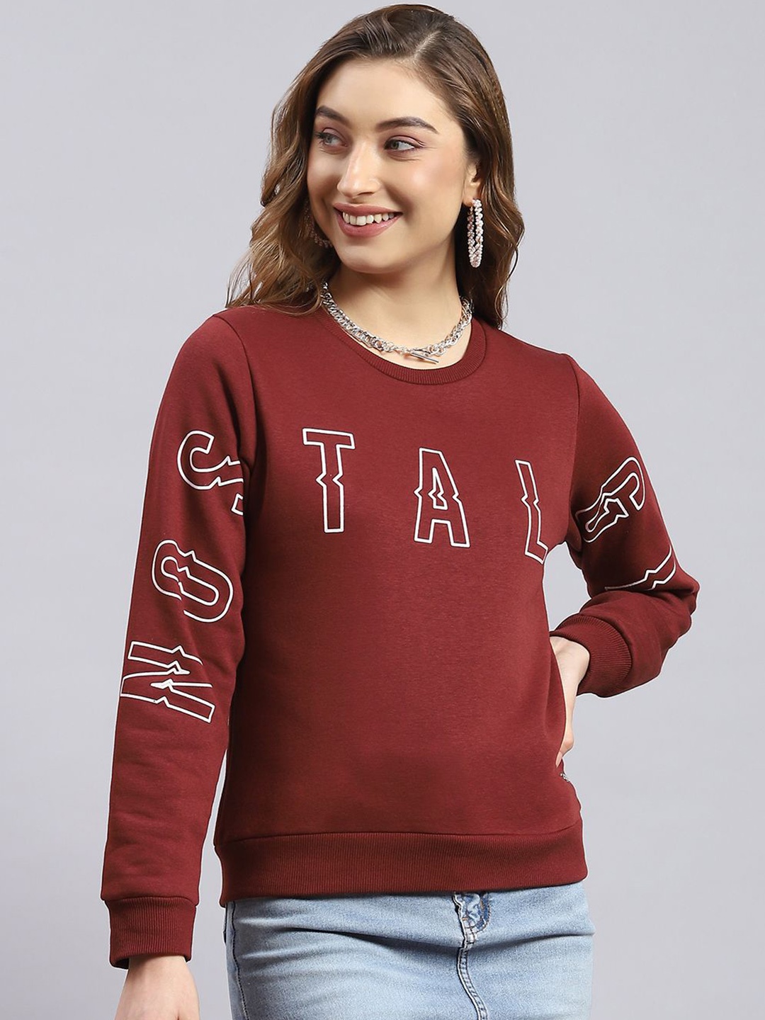 

Monte Carlo Women Printed Sweatshirt, Brown