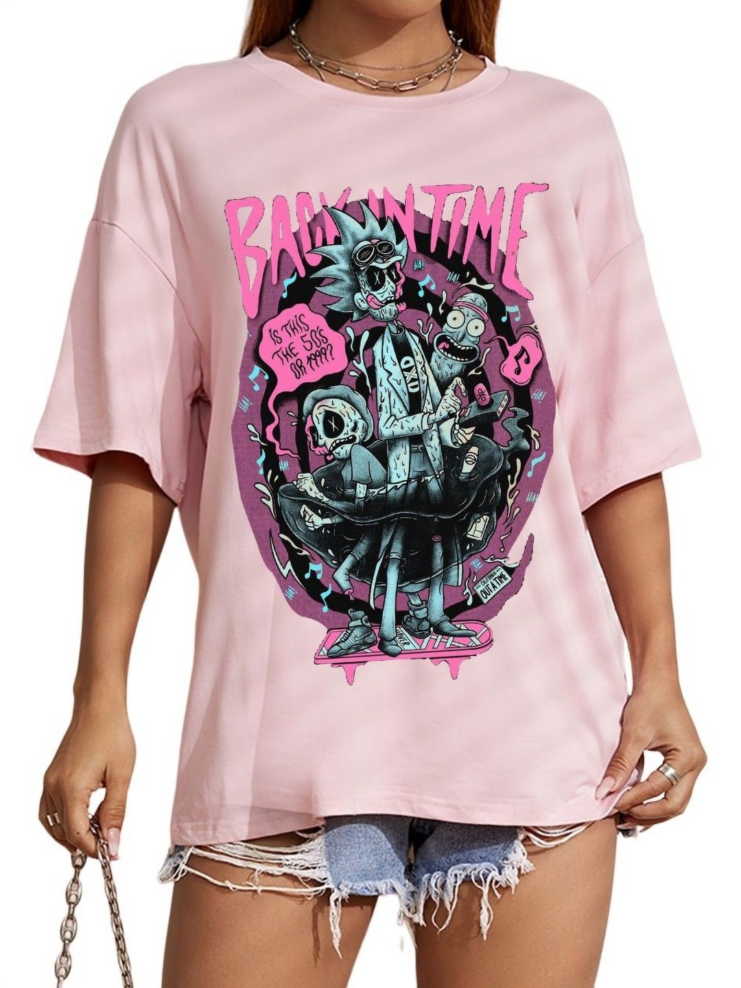 

TABADTOD Women Graphic Printed Oversized T-shirt, Pink