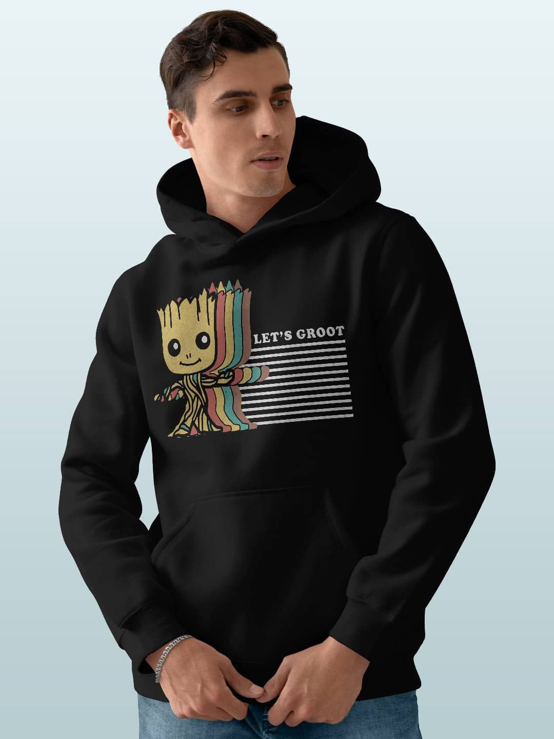 

macmerise Men Printed Hooded Sweatshirt, Black