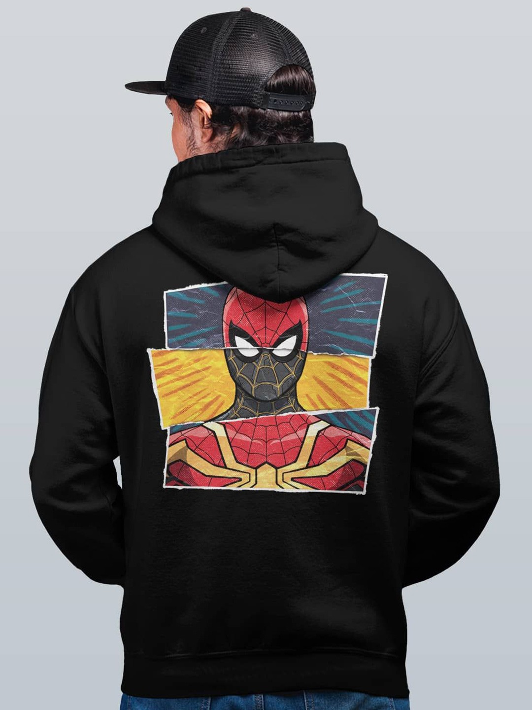 

macmerise Men Printed Hooded Sweatshirt, Black