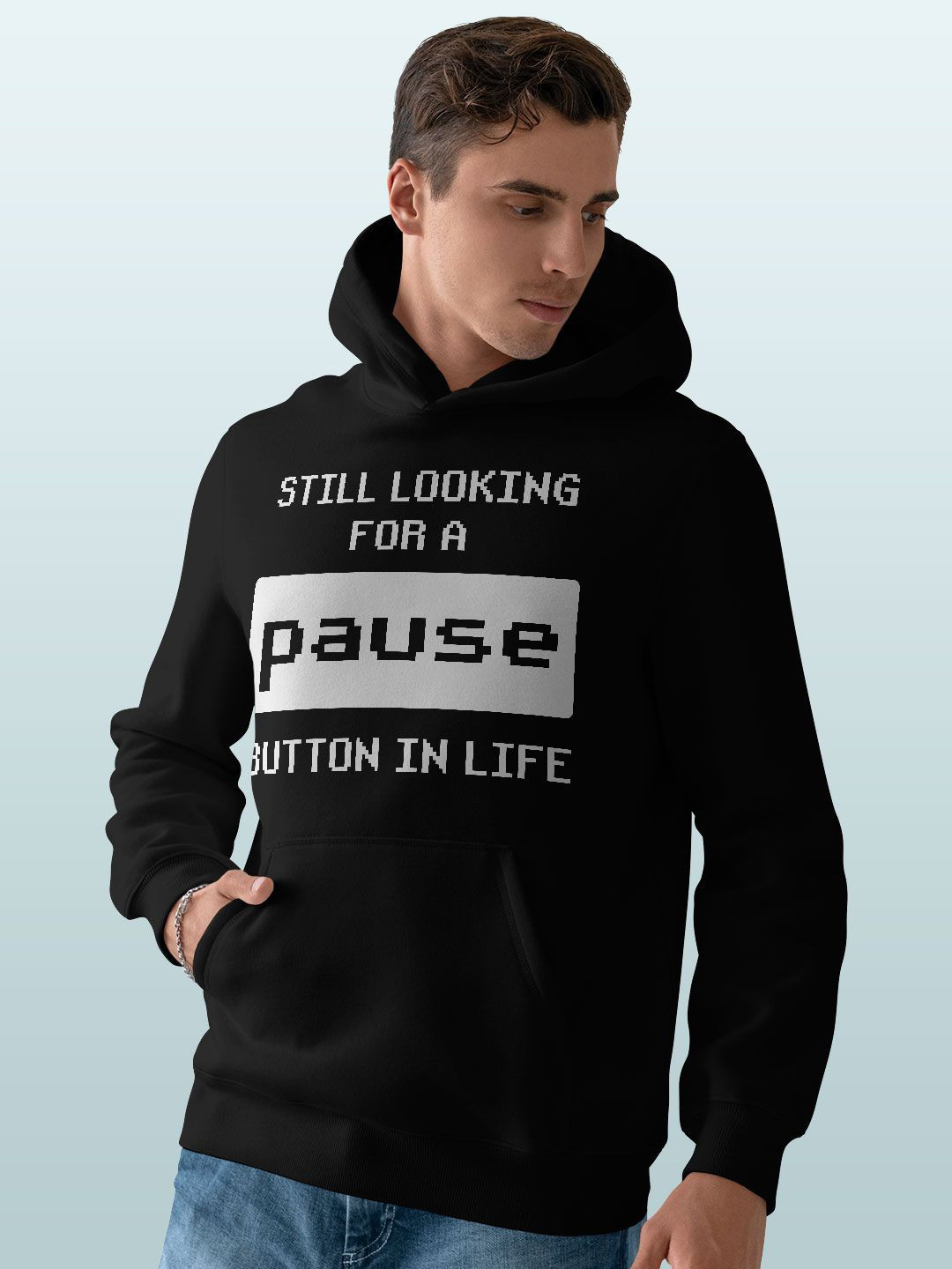 

macmerise Men Printed Hooded Sweatshirt, Black