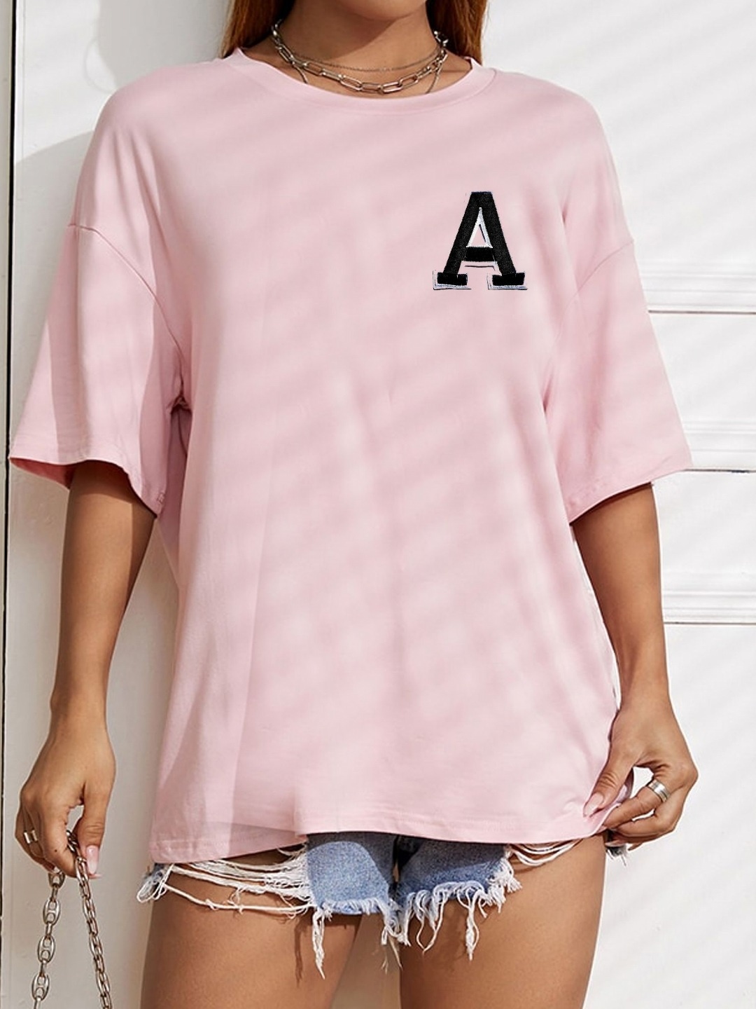 

TABADTOD Women Round Neck Oversized T-shirt, Pink